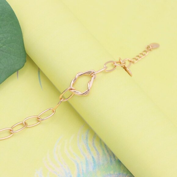 "Chunky Twisted Chain Rose Gold Bracelet with Adjustable Length, XPBL1141 - Picture 3 of 12